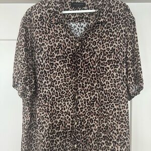 Rare All Saints Leopard Print Button-Up Shirt XL XXL
